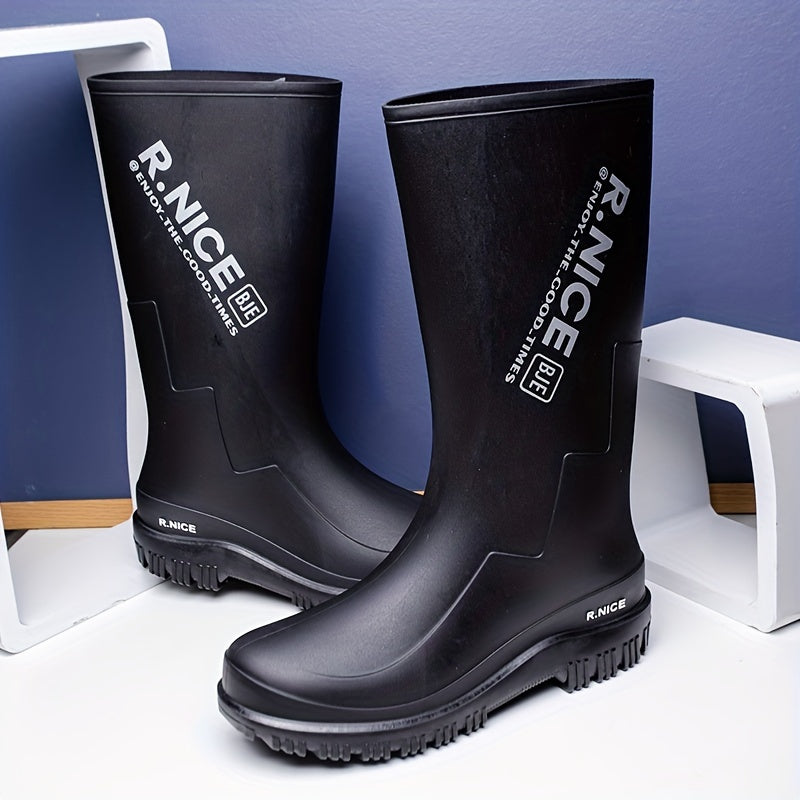 Men High Top Rain Boots Wear resistant Waterproof Non slip Galoshes
