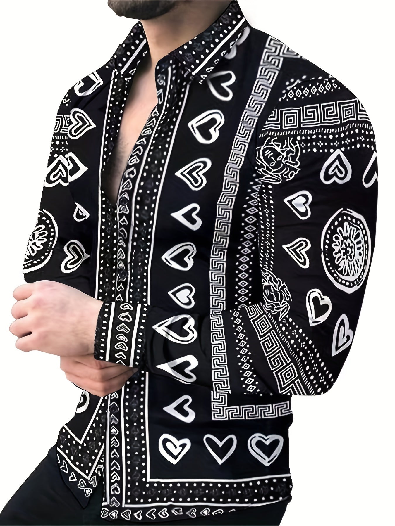 Men's Paisley Printed Casual Long Sleeve Shirt
