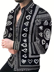 Men's Paisley Printed Casual Long Sleeve Shirt