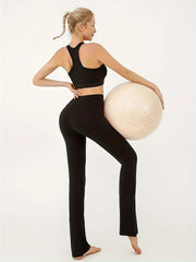 Seamless Yoga Flared Leggings High Waist Cross Waist Bootcut Pants