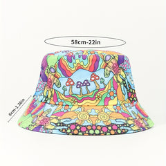 Y2K Reversible Mushroom Print Bucket Hat for Women Men