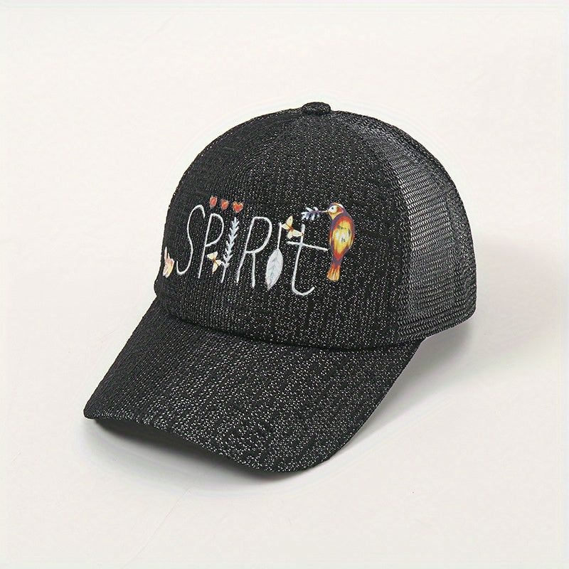Glitter Print Mesh Trucker Hat Cotton Sunshade Baseball Cap