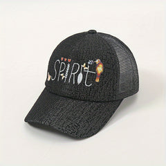Glitter Print Mesh Trucker Hat Cotton Sunshade Baseball Cap