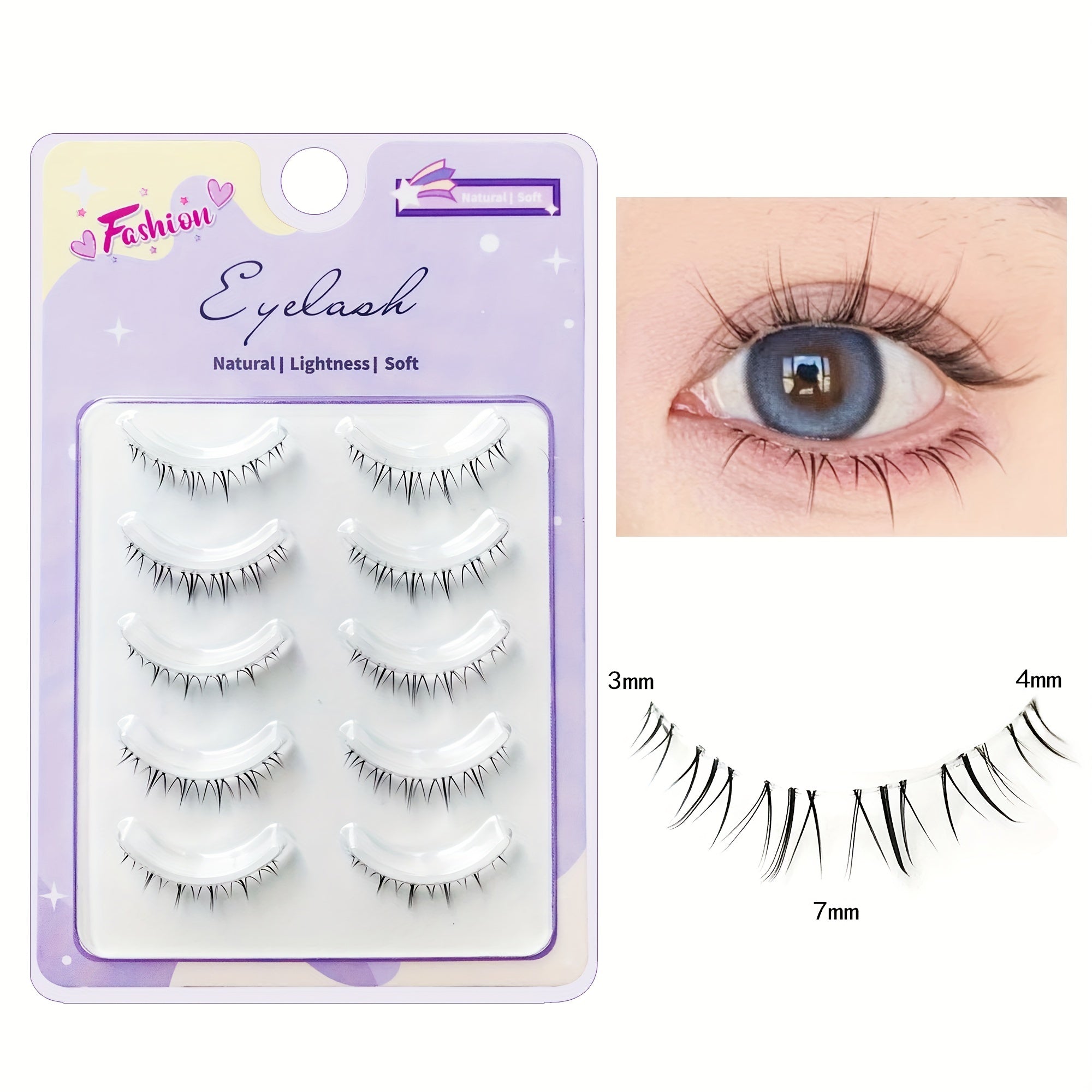 Natural Look 7mm Wispy Lash Extension Reusable False Eyelashes 5 Pairs