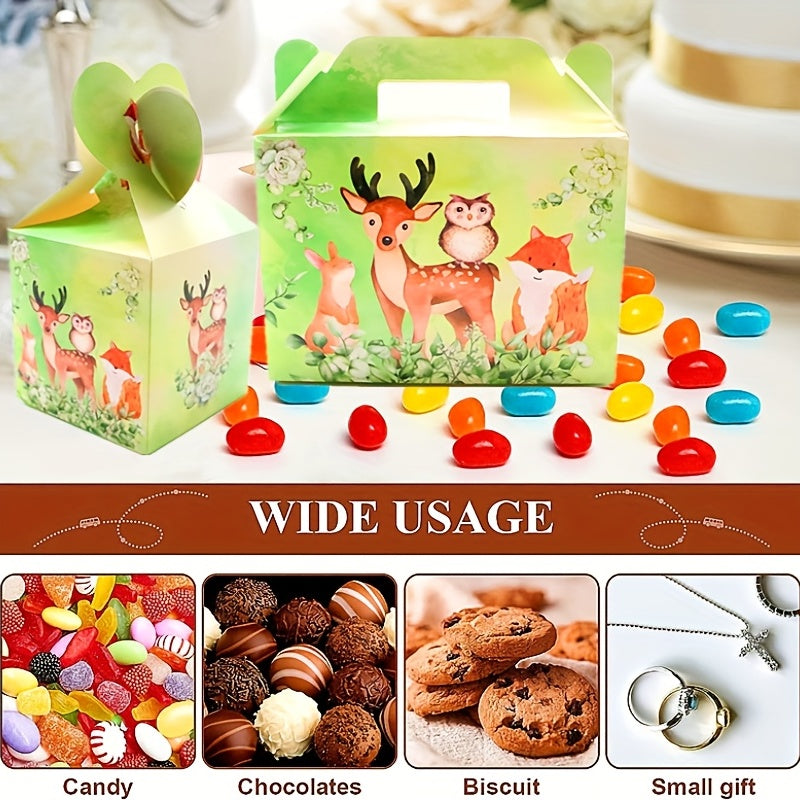 6pcs Jungle Safari Animal Party Gift Bags Square Treat Boxes Snack Boxes