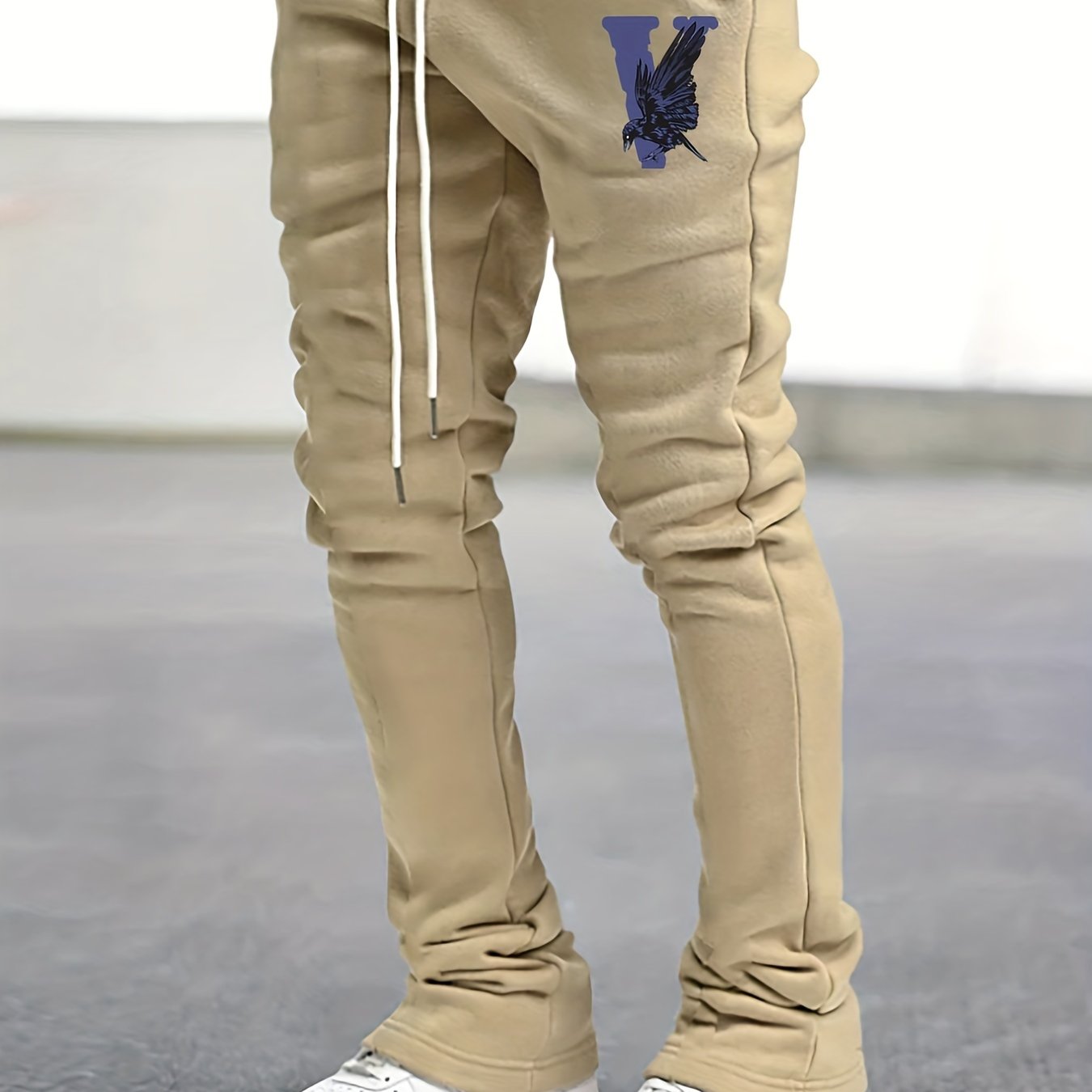 Eagle Pattern Stretch Hip Hop Joggers Men's Casual Flared Trousers