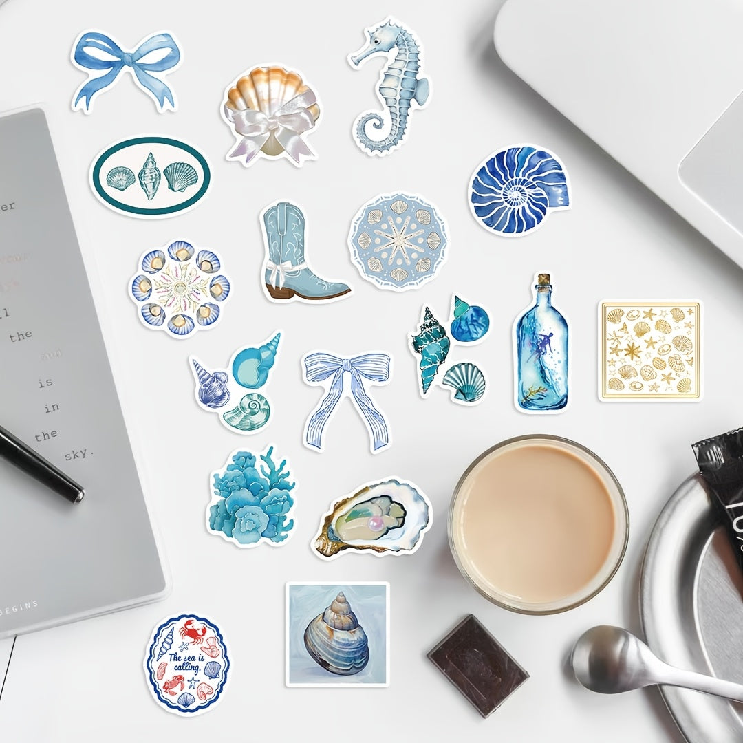 50pcs Coastal Girl Vinyl Stickers - Ocean & Marine Themed Decals