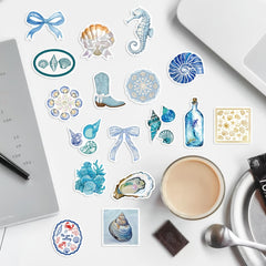 50pcs Coastal Girl Vinyl Stickers - Ocean & Marine Themed Decals