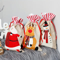 3pcs Christmas Candy Bag Bundle - Santa Claus Reindeer Snowman Print