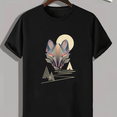 Fox Pattern Print Men's Sports T-shirt Graphic Tee Men's Summer Outdoor Clothes