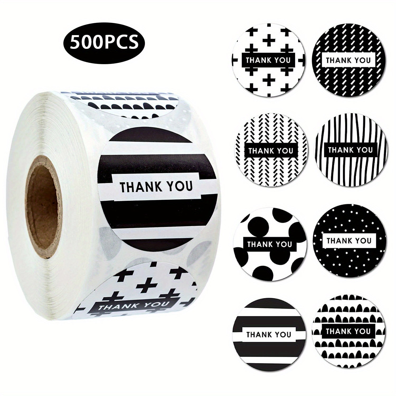 500 Thank You Stickers Floral Green Leaves Geometric Sealing Labels