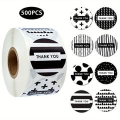500 Thank You Stickers Floral Green Leaves Geometric Sealing Labels