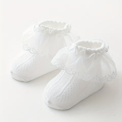 Girls Lace Trim Ankle Socks Mesh Comfortable Princess Socks for Kids