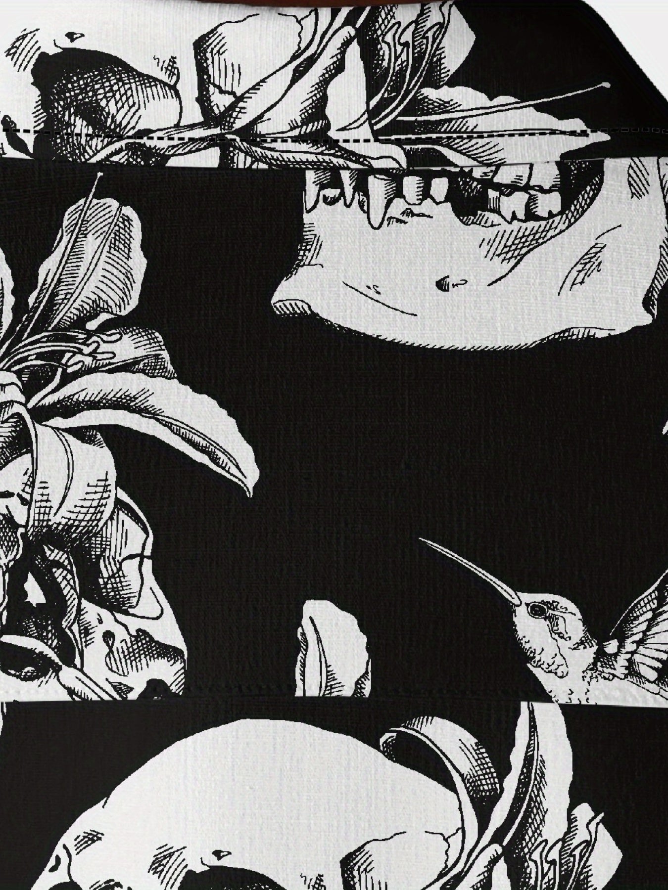 Men's Flower & Skull Print Hawaiian Shirt