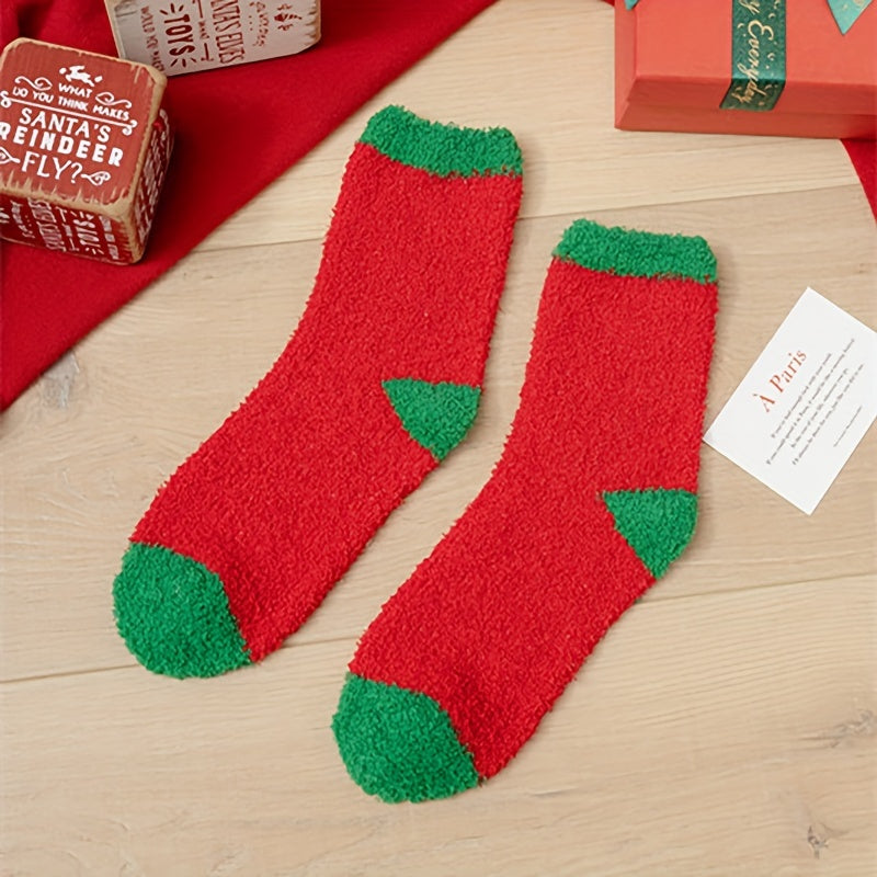 Christmas Socks Santa Claus Deer Thickened Velvet Adult Floor Socks