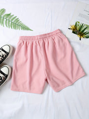 2 Pc Solid Sports Shorts With Pockets Set for Women