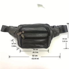 Men's Leather Waist Bag Large Capacity Crossbody Bag for Outdoor Sports
