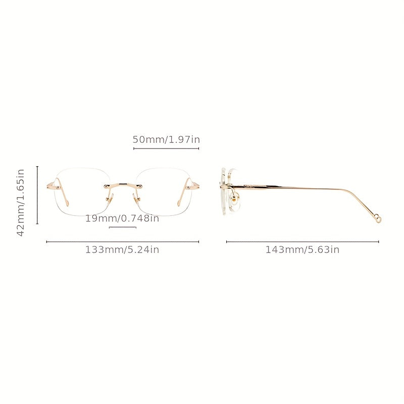 Ant Light Rimless Glasses Men's Decorative Glasses With Case