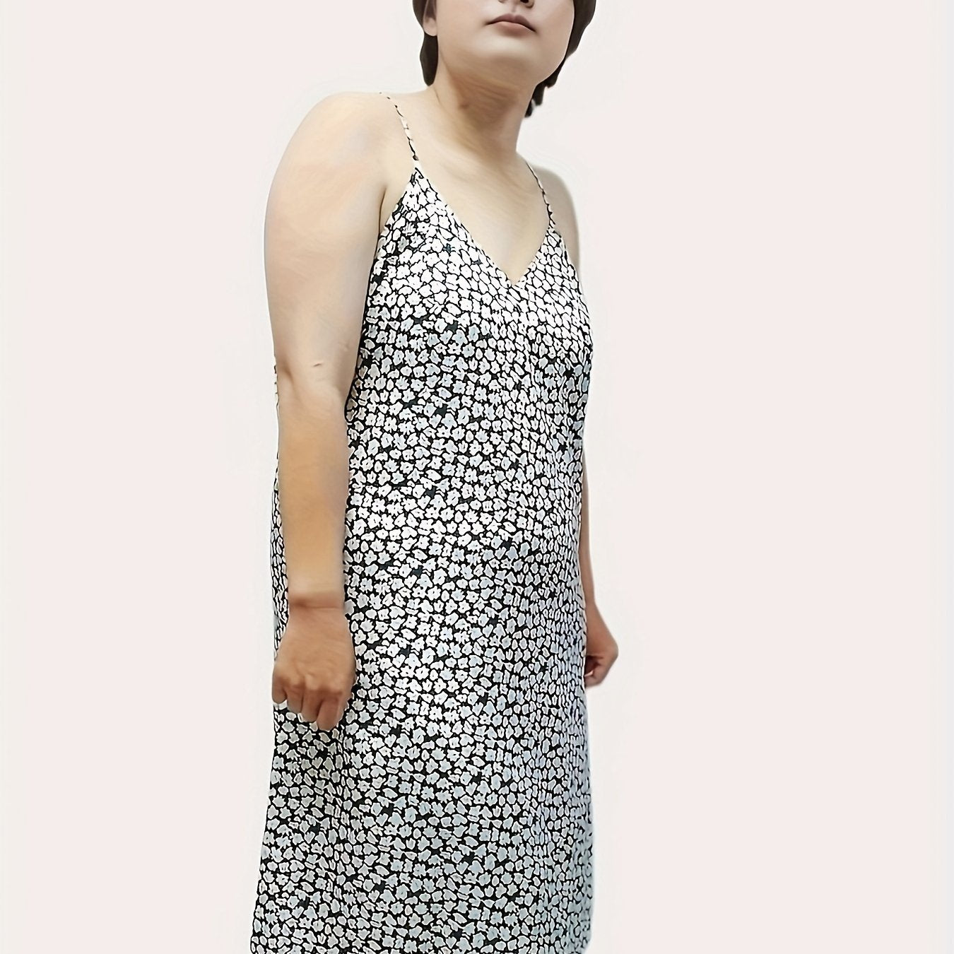 Floral Print Short Sleeve Round Neck Sleep Dress