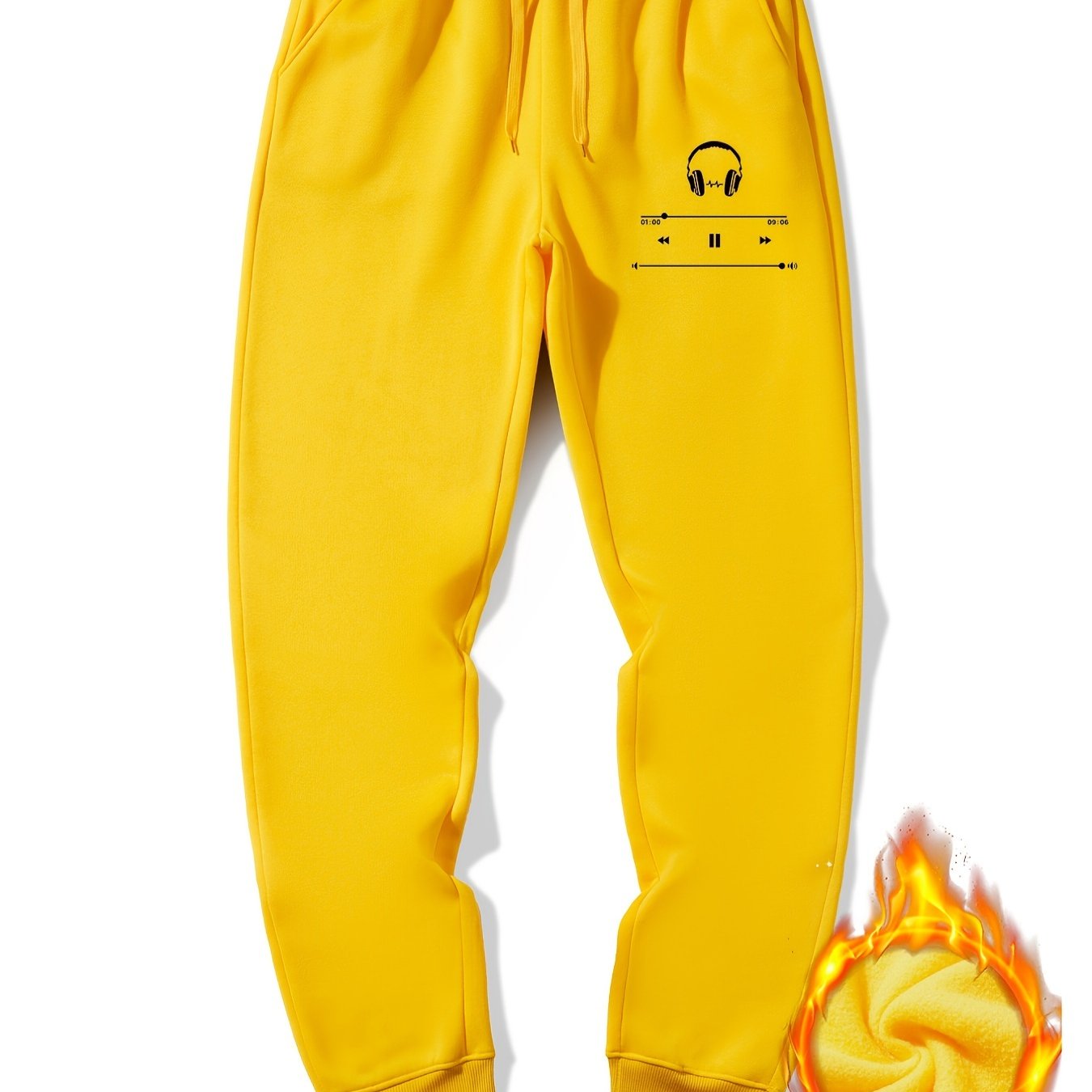 Men's Headphone Sherpa Fleece Drawstring Sweatpants