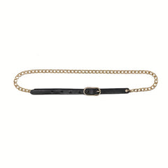 Stylish Oval Buckle Chain Belt PU Leather Thin Belt for Women