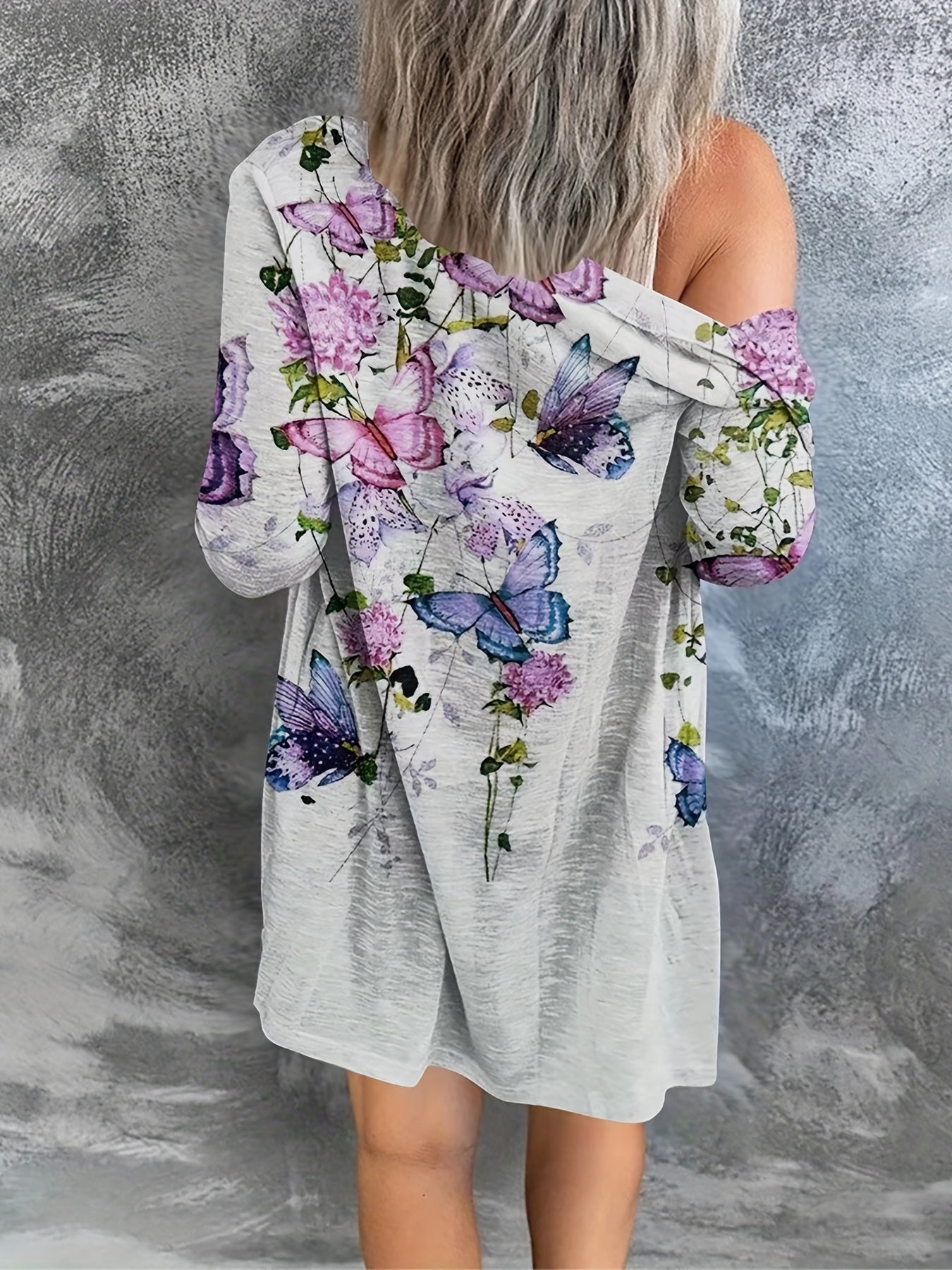 Floral Print Long Sleeve Cover Up