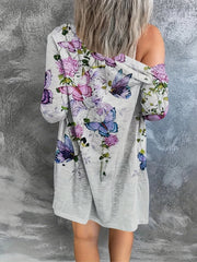 Floral Print Long Sleeve Cover Up