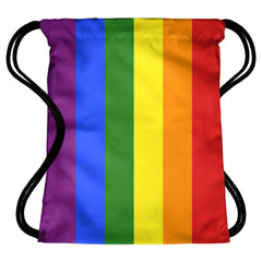 Rainbow Stripe Drawstring Backpack Waterproof Gym Bag
