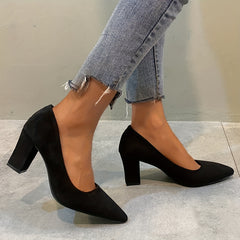 Women's Block Heel Pointed Toe Dress Pumps Work Shoes