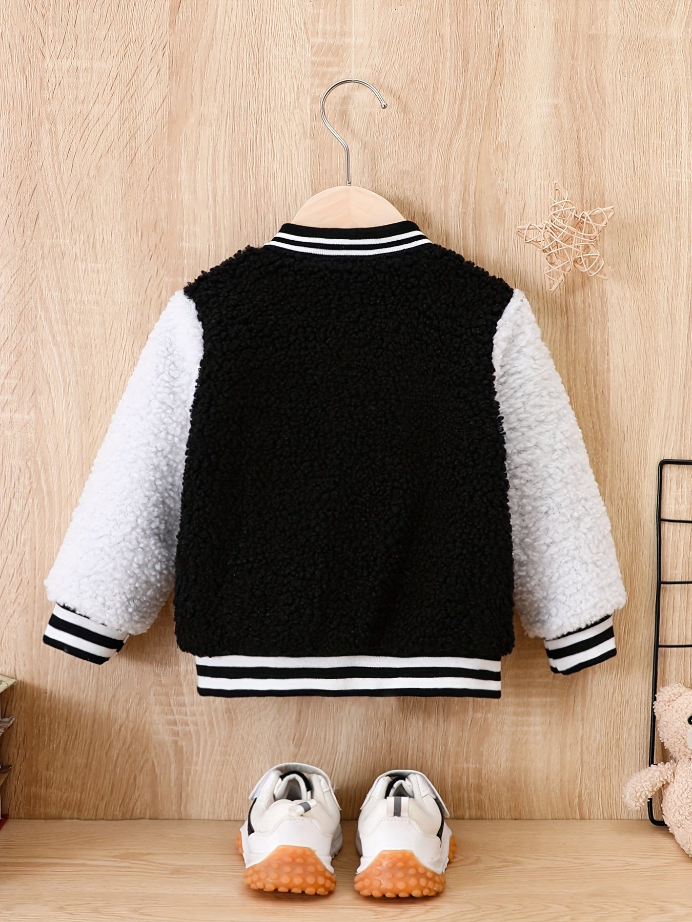 Baby Girl Fleece Shearling Baseball Coat Warm Outwear