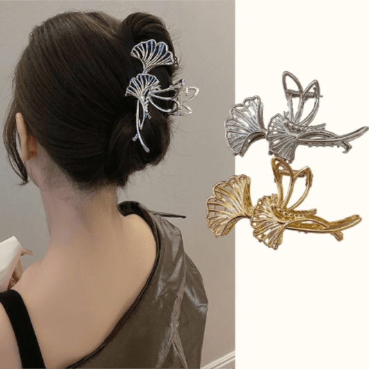Ginkgo Leaf Claw Clip Silver Gold Hair Clip Large Shark Claw Thick Hair