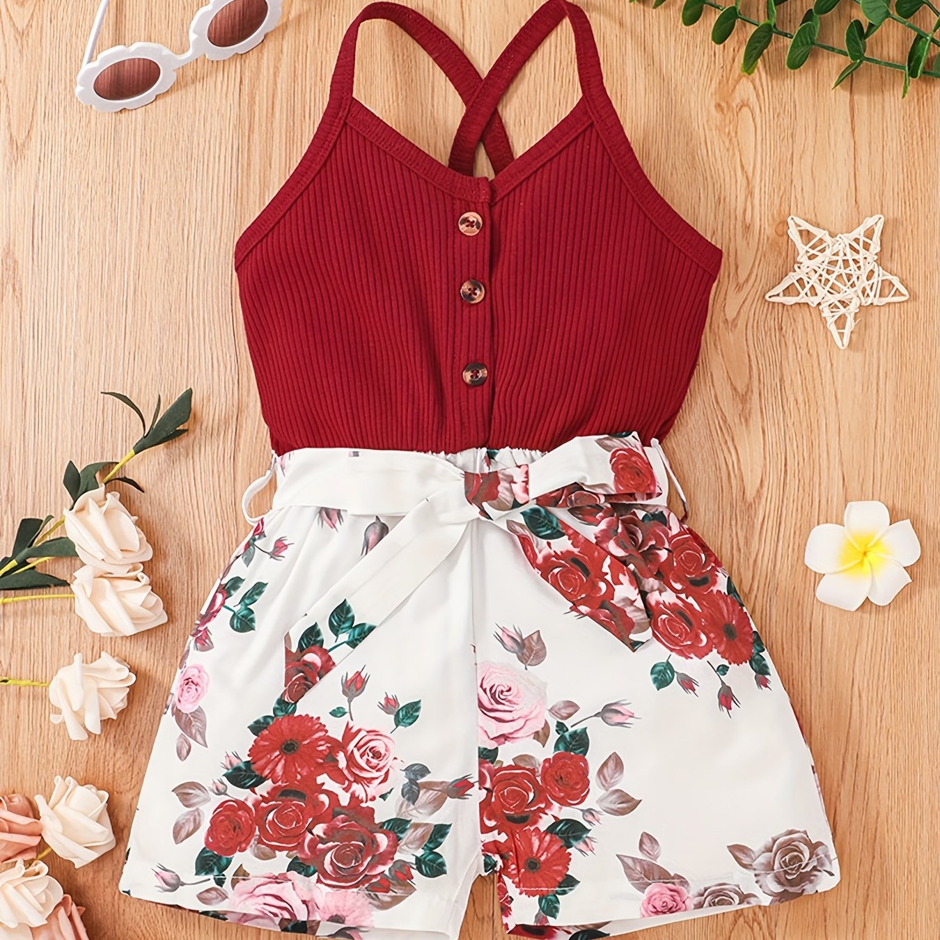 Toddler Girls Sleeveless Floral Rompers Jumpsuits for Beach Vacation