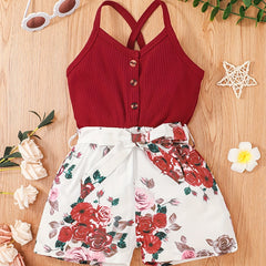 Toddler Girls Sleeveless Floral Rompers Jumpsuits for Beach Vacation