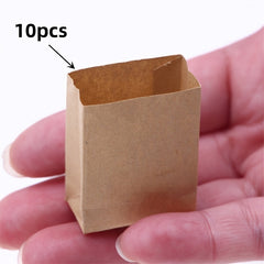 10pcs Miniature Dollhouse Baking Bags Brown Paper Storage Pouches