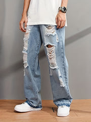 Men's Ripped Jeans Street Style Distressed Denim Pants