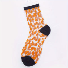 Leopard Mesh Socks Breathable Mid Tube Stockings