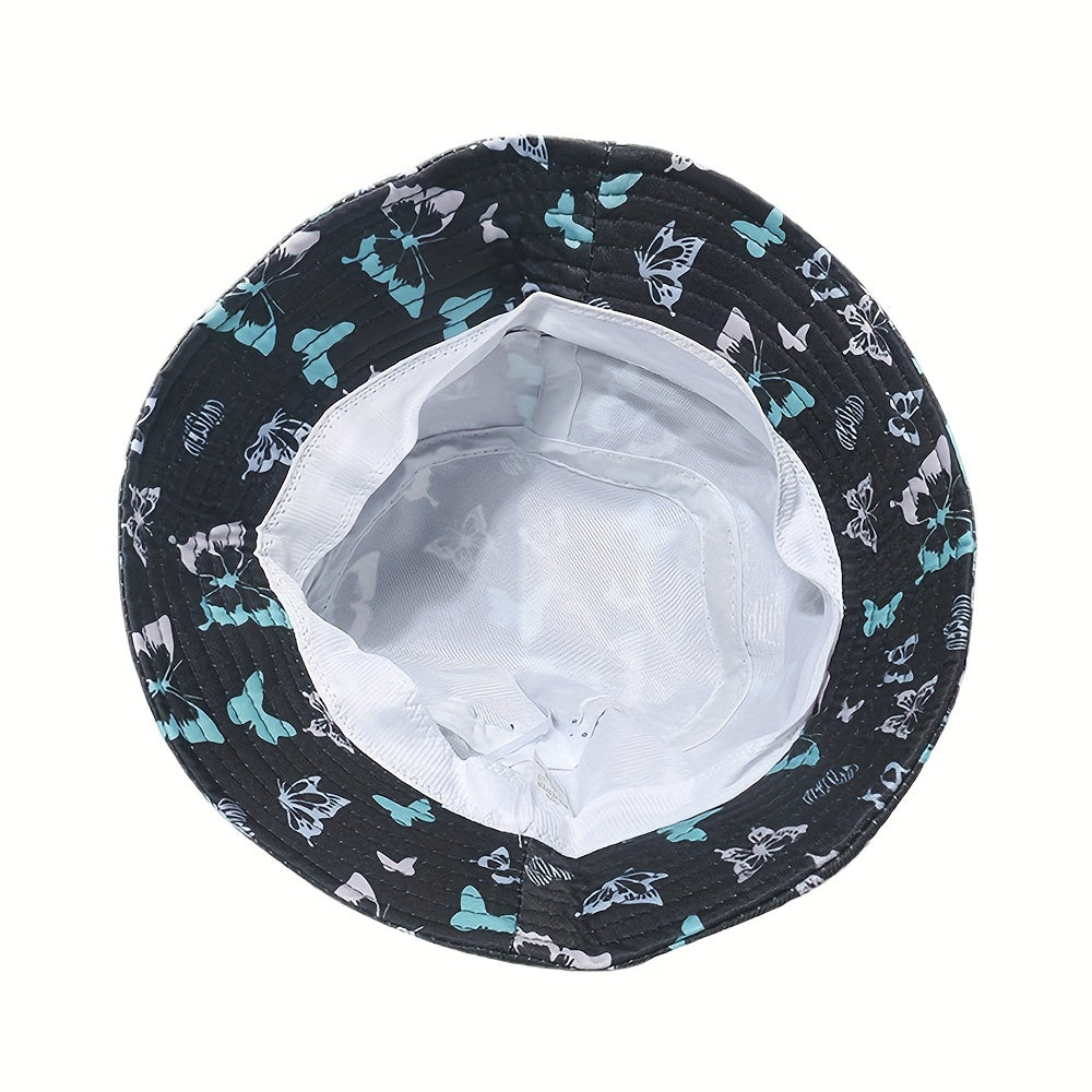 Spring Summer Butterfly Print Fisherman Hat Hip Hop Bucket Hat