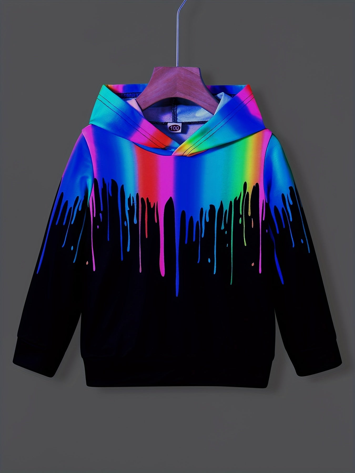 Colorful Print Boys Hooded Sweatshirt for Spring Fall