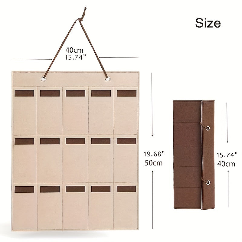 Two Tone Hanging Glasses Organizer 15 Slots Foldable Sunglasses Reading Glasses