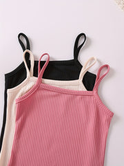 Girls Ribbed Cami Dress Slim Fit Stretchy Casual Dresses for Summer