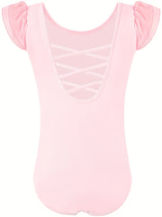 Girls Flutter Short Sleeve Ballet Leotard 95% Cotton