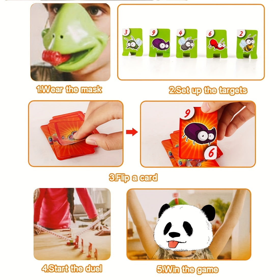 Catch Bugs Game Family Board Games Lizard Mouth Mask Party Funny