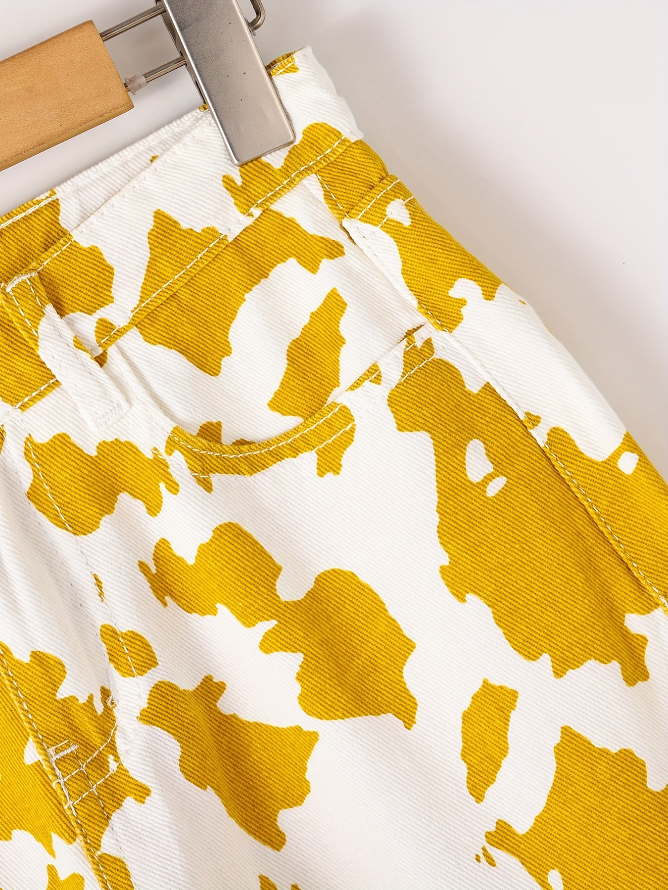 Girls' Cow Print Wide Leg Jeans For Kids