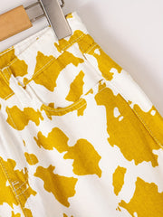 Girls' Cow Print Wide Leg Jeans For Kids