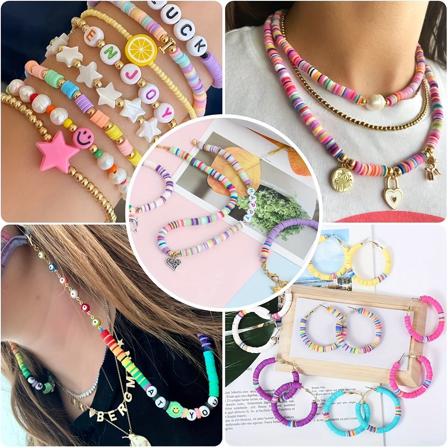 9560pcs Clay Beads Bracelet Making Kit DIY Jewelry Crafts