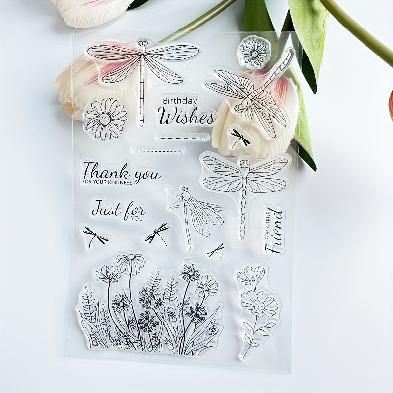Dragonfly Birthday Transparent Silicone Seal for Card Making & DIY Decoration