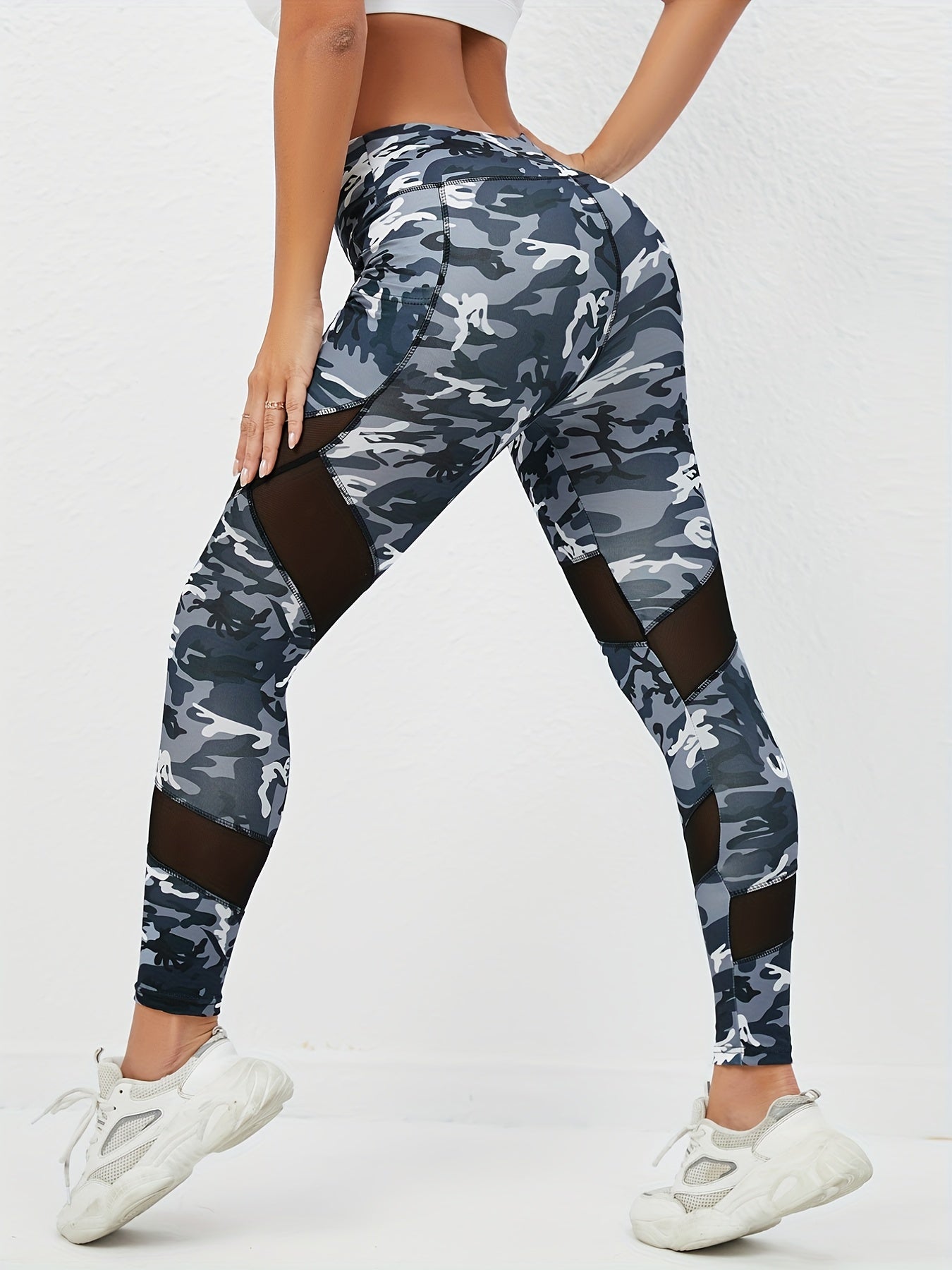 Camouflage Mesh High Waist Yoga Pants Breathable Leggings