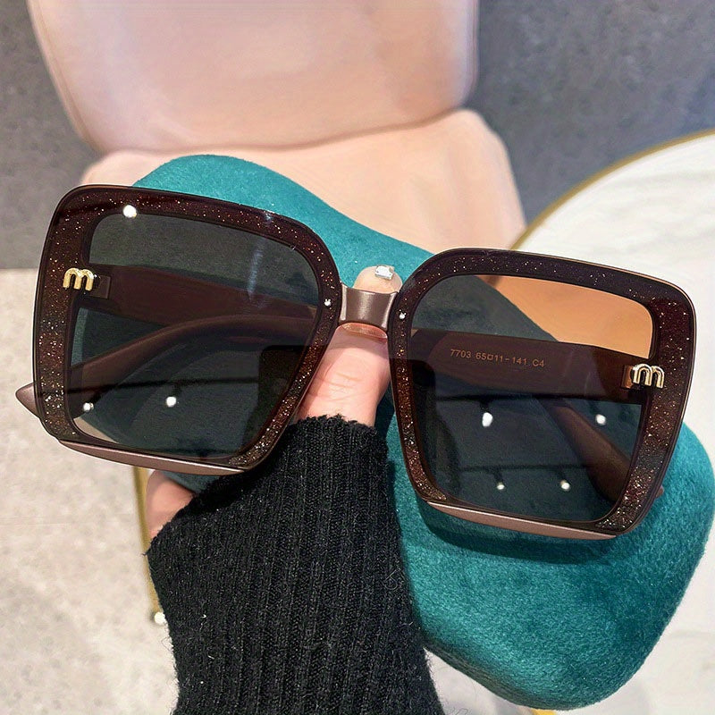 Glitter Square Sunglasses UV400 Sun Shades for Driving Travel