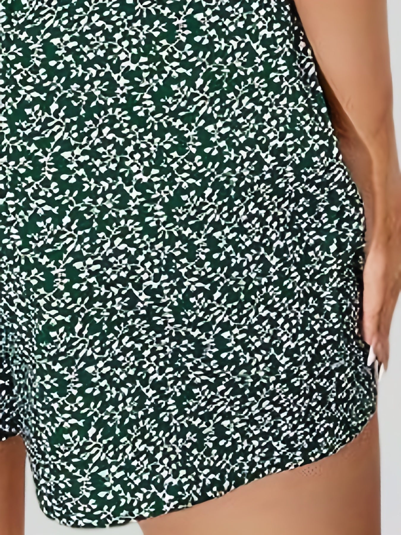 Floral Print Drawstring Romper Jumpsuit Sleeveless Ruffle Trim