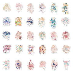 60pcs Anime Girl Stickers for Water Bottles Laptops Luggage & More